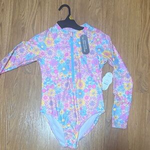Wonder Nation Floral Kids Swim Rashguard - Pink, Blue, Yellow